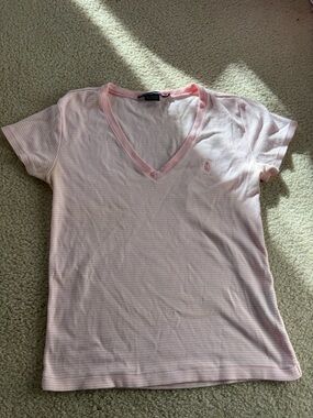 Ralph Lauren Light Pink V-Neck Short Sleeve Baby Tee